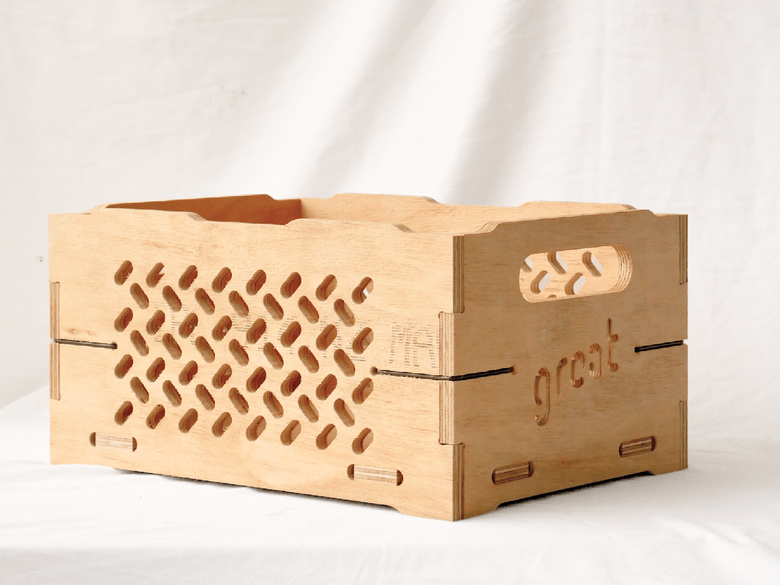 Medium Wooden Storage Box side